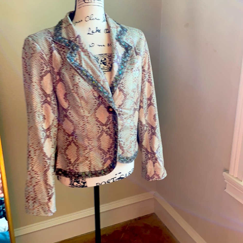 Fun Faux Embellished Snakeskin Jacket
